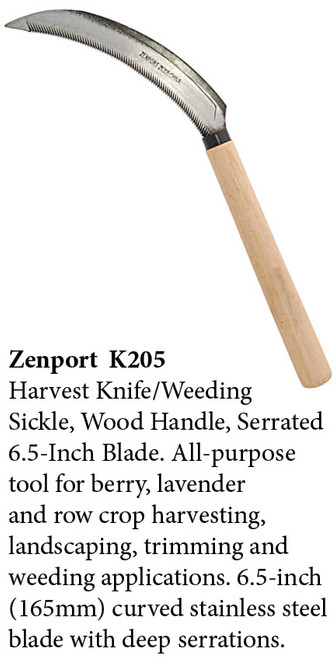 Harvest Knife Weeding Sickle with Wood Handle, Steel Blade