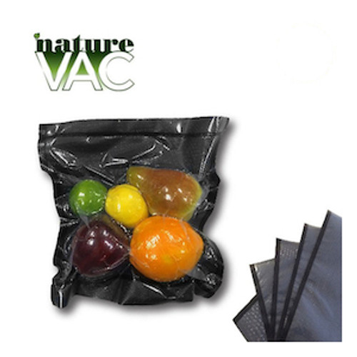 NatureVAC 11''x24'' Precut Vacuum Seal Bags Black/Clear (50-pack)