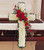 White Floral Cross With Red Carnation Cluster