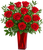 Blooming Love - 12 Fancy Red Roses in Red Vase