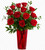 Blooming Love - 12 Fancy Red Roses in Red Vase