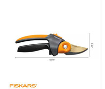 Fiskars PowerGear Titanium Coated Blade with SoftGrip Handle Bypass Hand Pruning Shears