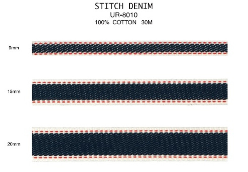 【BAON】[unisex] Kochen Stitch Banding Clr Matching Denim PT 8010 Cotton Stitch Denim - Ribbon Connections, Inc.