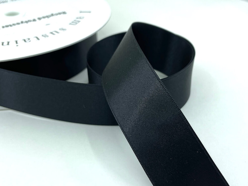 100% Polyester Double Sided Satin Ribbon, 6mm black (1/4 inch)