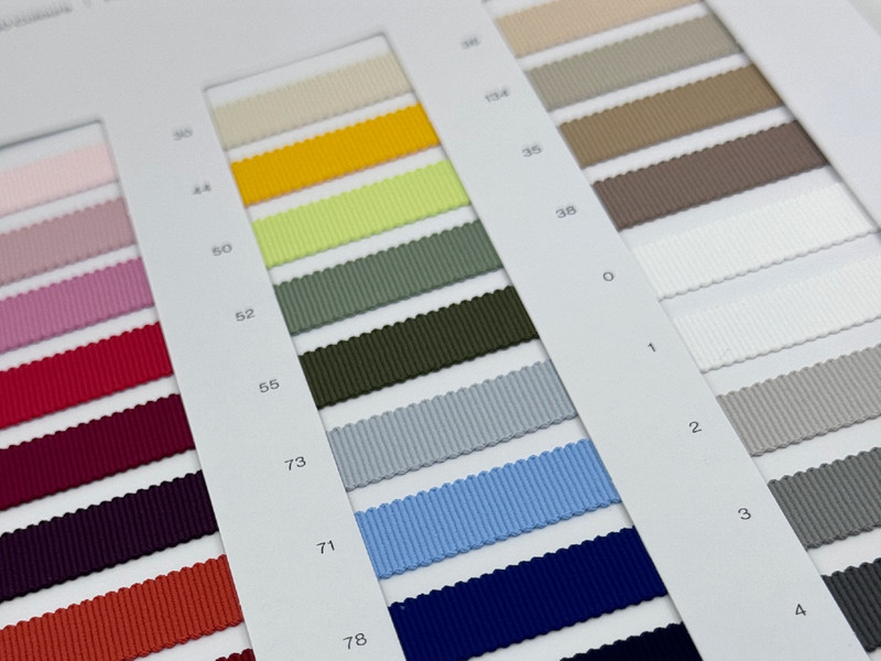 Color Card #E8900 Recycled Polyester Soft Stretch Grosgrain & #E8910 Recycled Polyester Soft Stretch Grosgrain Binder