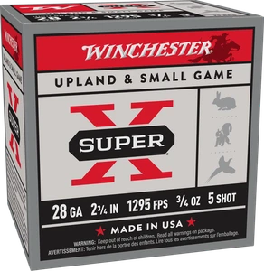 Winchester Ammo X285 Super X Heavy Game Load High Brass 28Gauge 2.75" 3/4oz 5Shot 25 Per Box/10 Case                                                                                                    