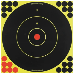 Birchwood Casey 34012 Shoot-N-C Reactive Target Self-Adhesive Paper Black/Yellow/Red 12" Bullseye 5 Pack                                                                                                