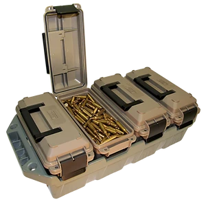 MTM Case-Gard AC4C 4-Can Ammo Crate  30Cal Dark Earth/Army Green Polypropylene                                                                                                                          