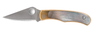 Spyderco C133AP Bug  1.25" Folding Plain Stonewashed 12C27 Sandvik Blade, Abalone/Nickel Handle                                                                                                         