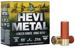 HEVI-Metal HS38704 HEVI-Metal Longer Range 12Gauge 2.75" 1 1/8oz 4Shot 25 Per Box/10 Case                                                                                                               