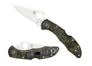Spyderco C11ZFPGR Delica 4 Lightweight 2.90" Folding Plain Satin VG-10 SS Blade/Zome Green Bi-Directional Texturing FRN Handle Includes Pocket Clip                                                     