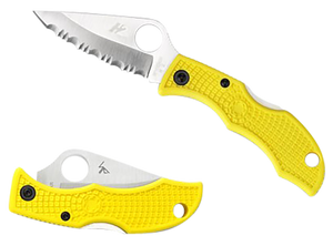 Spyderco LYLP3 Ladybug 3 Salt 1.94" Folding Plain Stonewashed H2 Steel Blade/Marine Yellow Bi-Directional Texturing FRN Handle                                                                          