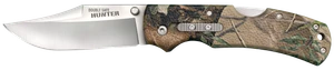 Cold Steel CS23JE Double Safe Hunter 3.50" Folding Clip Point Plain Satin 8Cr13MoV SS Blade/ Camo GFN Handle Includes Pocket Clip                                                                       