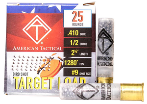 ATI ATIAC4109 Target Load  410Gauge 2.5" 1/2oz 9Shot 25 Per Box/10 Case                                                                                                                                 