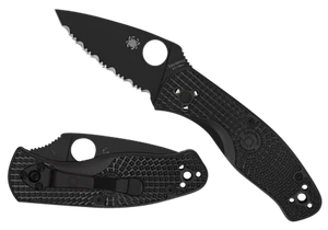 Spyderco C136PBBK Persistence Lightweight 2.75" Folding Plain Black Oxide 8Cr13MoV SS Blade/Black Bi-Directional Texturing FRN Handle Includes Pocket Clip                                              