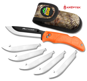 Outdoor Edge RB20C RazorLite  3.50" Folding Plain Black Oxide 420J2 SS Blade TPR Blaze Orange Handle                                                                                                    