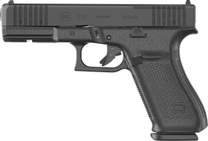 Glock UV2150201MOS G21 V MOS Full Size 45 ACP 10+1 4.61" Black GMB Barrel, Black nDLC Steel Optic Ready/Serrated Slide, Black Polymer Frame w/Accessory Rail, Textured Polymer Grip, Ambidextrous       