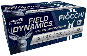 Fiocchi 12HV9P Field Dynamics  12Gauge 2.75" 9Pellets 00Buck Shot 10 Per Box/25 Case                                                                                                                    