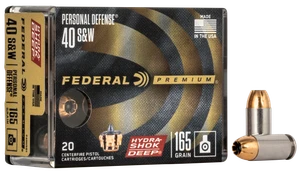 Federal P40HSD1 Premium Personal Defense 40S&W 165gr Hydra-Shok Deep Hollow Point 20 Per Box/10 Case                                                                                                    