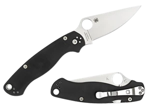 Spyderco C81GPLE2 Para Military 2  3.42" Folding Plain Satin CPM S45VN SS Blade Black Textured G10 Handle Left Hand Includes Pocket Clip                                                                