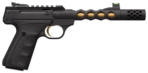 Browning 051573490 Buck Mark Plus Vision SR 22 LR 10+1 5.87" Black Anodized/Gold Cerakote/SR/Threaded Barrel, Matte Black Serrated Steel/Optic Ready Slide & Aluminum Frame Black Ultragrip FX Grip     