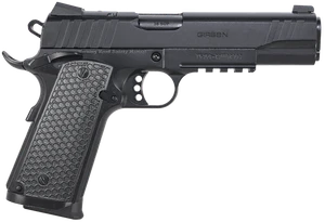 Girsan 391049 MC1911 S Influencer Full Size 38 Super 9+1 5" Blued Steel Barrel, Black Optic Ready/Serrated Steel Slide & Frame w/Picatinny Rail & Beavertail, Black Polymer Grip                        