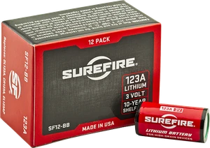 SureFire SF12BB 123A Batteries  Red/Black 3.0 Volts 1,550 mAh (12) Single Package Boxed                                                                                                                 