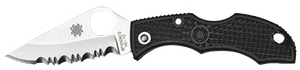Spyderco LBKS3 Ladybug 3  1.94" Folding Modified Clip Point Serrated VG-10 SS Blade Black FRN Handle                                                                                                    