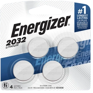 Energizer 2032BP4C3 CR2032 Lithium Battery  Silver 3.0 V 235 mAh, Qty (4) Single Pack                                                                                                                   