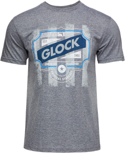 Glock AP96205 Blue Line Tee  Gray Ringspun Cotton/Polyester Short Sleeve Small                                                                                                                          