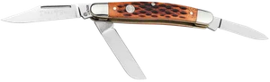 Boker 110852 Stockman Traditional Medium Clip Point/Sheepsfoot/Spey Plain D2 Steel Blade Brown Jigged Bone Handle                                                                                       