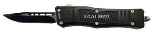 Xcaliber Knife Company  9mm  Small 2.75" OTF Drop Point Black 440C SS Blade, 3.91" Steel Handle                                                                                                         
