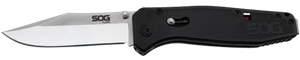 S.O.G SOGFLA1001CP Flare  3.50" Folding Plain Clip Point Satin Polished/Black GRN Handle                                                                                                                