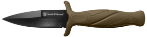 Smith & Wesson Knives 1100073 H.R.T. Flase Edge 2.75" Fixed Plain Black Oxide Stainless Steel Blade Flat Dark Earth Rubber Handle Includes Sheath                                                       