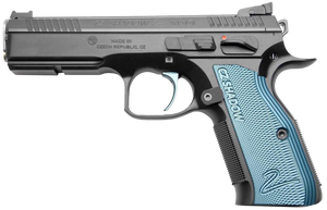 Cz Custom Shop 91039 Shadow 2  Full Size Frame 9mm Luger 17+1 4.89" Black ACCU Bushing Barrel, Black Serrated Steel Slide, Black Polycoat Steel Frame w/Beavertail, Black Checkered Aluminum Grip       