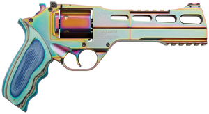 Chiappa Firearms 340301 Rhino 60DS Nebula 357 Mag Caliber with 6" Picatinny Rail/Vent Rib, 6rd Capacity Cylinder, Overall Rainbow PVD Metal Finish & Blue Laminate Grip                                 