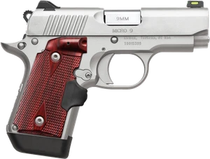 Kimber Mfg.,inc 3700482 Micro 9  Stainless Steel 9mm 7+1 3.15" Satin Silver Slide Rosewood Grip                                                                                                         