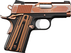 Kimber Mfg, Inc 3200372 Ultra II  9mm Luger 8+1 3" Stainless Match Grade Barrel, Engraved Rose Gold PVD Serrated Stainless Steel Slide, Kimpro II Black Aluminum Frame w/Beavertail, G10 Grip           