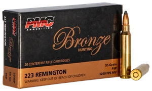 PMC 223SP Bronze  223Rem 55gr Pointed Soft Point 20 Per Box/10 Case                                                                                                                                     