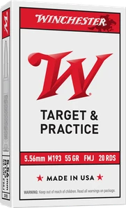 Winchester Ammo WM193K USA M193 5.56x45mmNATO 55gr Full Metal Jacket Lead Core 20 Per Box/50 Case                                                                                                       