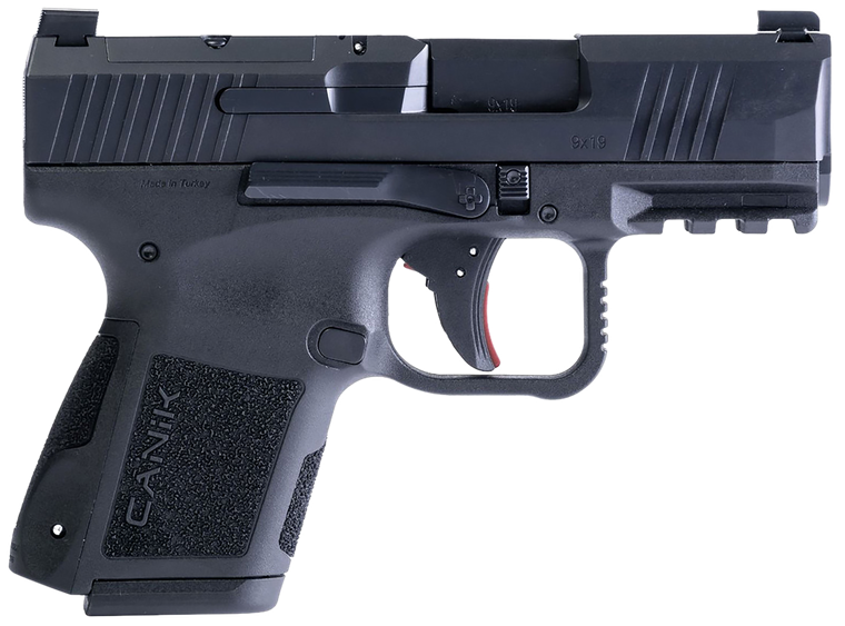 Canik HG7651N MC9  9mm Luger 10+1 3.18" Black Steel Barrel, Tennifer w/Black Cerakote Optic Ready/Serrated Slide, Black Polymer Frame w/Picatinny Rail, Black Polymer Grips                             