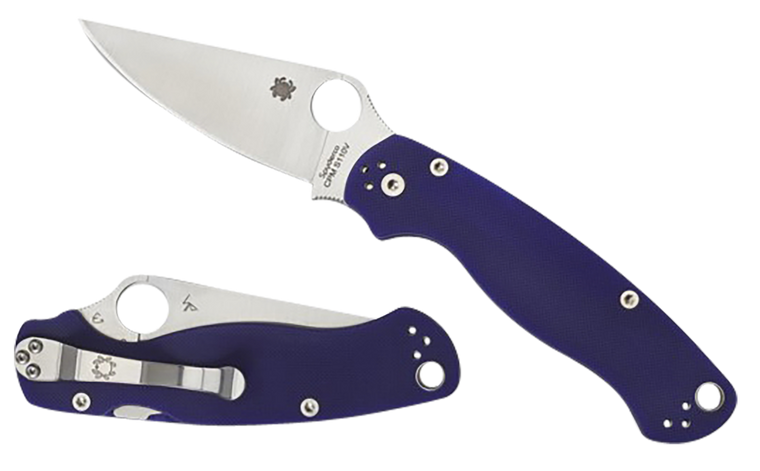 Spyderco C81GPDBL2 Para Military 2  3.42" Folding Plain Satin CPM S110V Blade/Dark Blue Textured G10 Handle Includes Pocket Clip                                                                        