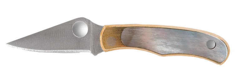 Spyderco C133AP Bug  1.25" Folding Plain Stonewashed 12C27 Sandvik Blade, Abalone/Nickel Handle                                                                                                         