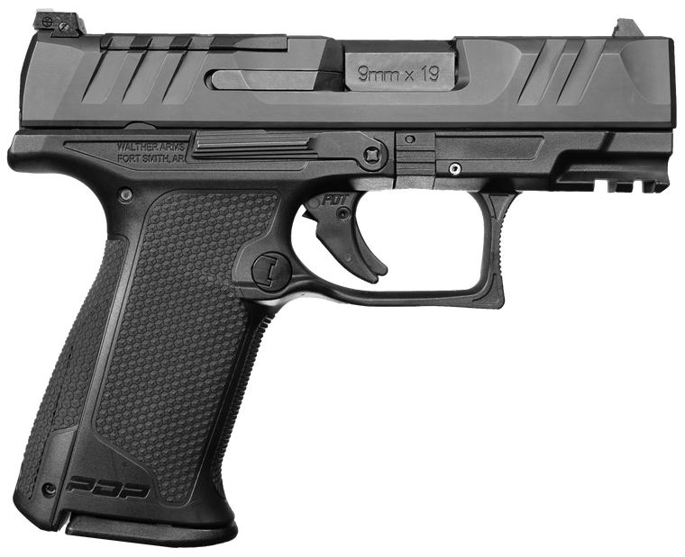 Walther Arms 2849313 PDP F-Series 9mm Luger 15+1 3.50" Black Steel Barrel, Black Optic Ready/Serrated Slide, Black Polymer Frame w/Picatinny Rail, Black Performance Duty Texture Grips, Ambidextrous   