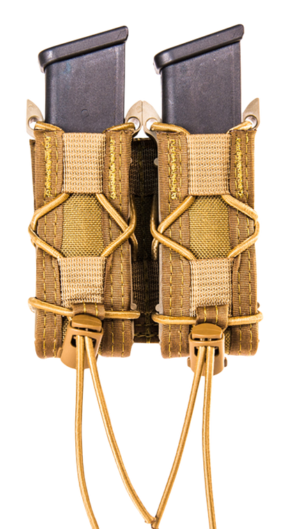 High Speed Gear 13PT12CB TACO Mag Pouch Double Coyote Brown Nylon Belt Compatible w/ Pistol                                                                                                             