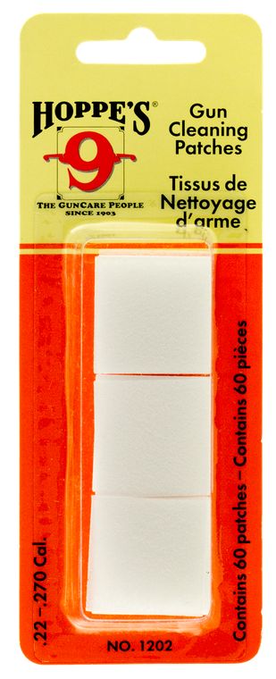 Hoppe's 1202 Gun Cleaning Patches  #2 22-270 Cal Synthetic 60 Per Pack                                                                                                                                  