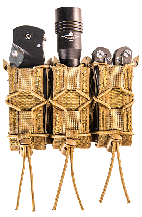 High Speed Gear 11PT03CB TACO Mag Pouch Triple Coyote Brown Nylon MOLLE Belts 2" Wide Compatible w/ Pistol                                                                                              