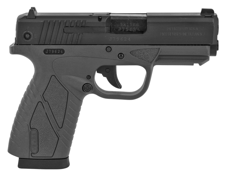 Bersa BP9GRCC BPCC  Sub-Compact Frame 9mm Luger 8+1, 3.30" Black Steel Barrel, Matte Black Serrated Steel Slide, Gray Polymer Frame w/Picatinny Rail                                                    