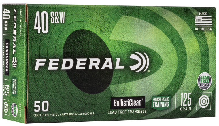 Federal BC40CT1 BallistiClean Reduced Hazard Training 40S&W 125gr Lead Free Frangible 50 Per Box/20 Case                                                                                                
