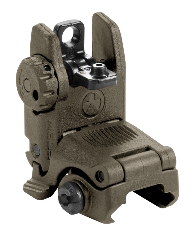 Magpul MAG248-ODG MBUS Sight Rear  Olive Drab Green Polymer, Spring-Loaded Flip Up for AR-15/ M16                                                                                                       